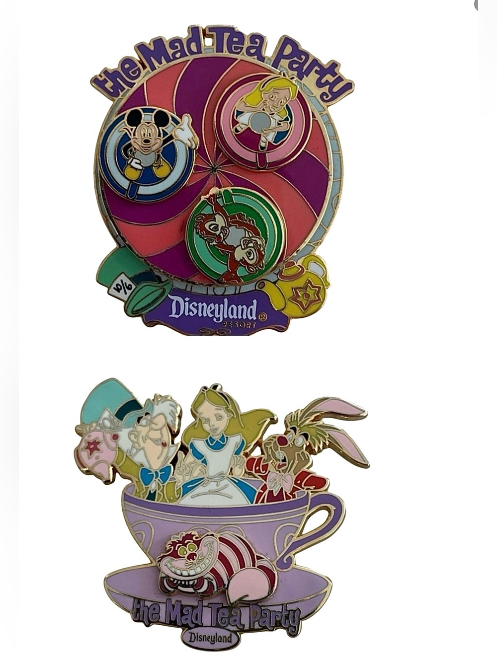 Disney Pins Set of 2 The Mad Tea Party Spinner and Teacup 2005 EUC